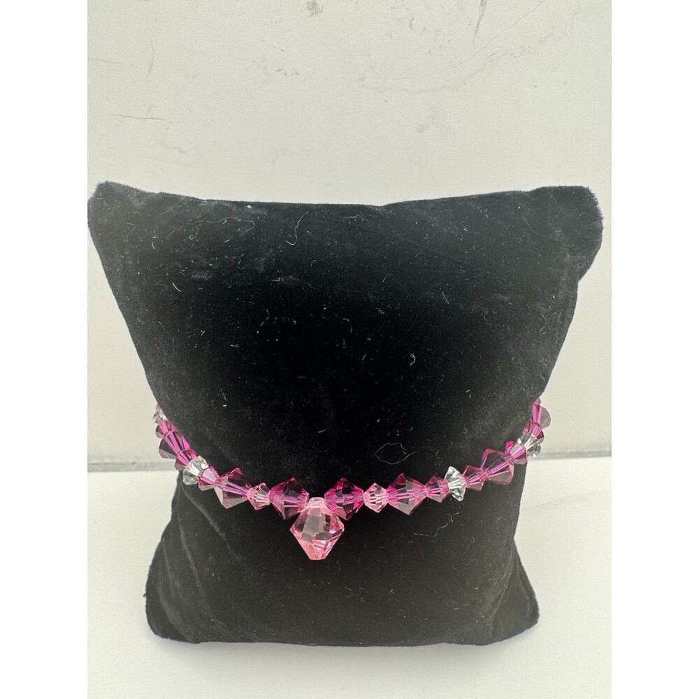 Crystal Bracelet Light And Dark Pink Hand Made